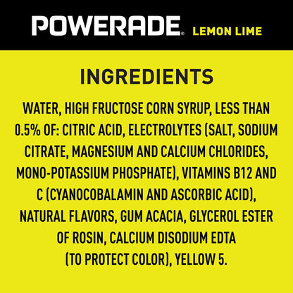 POWERADE Lemon Lime Electrolyte Sports Drink, 20 oz Bottles, 8 Count