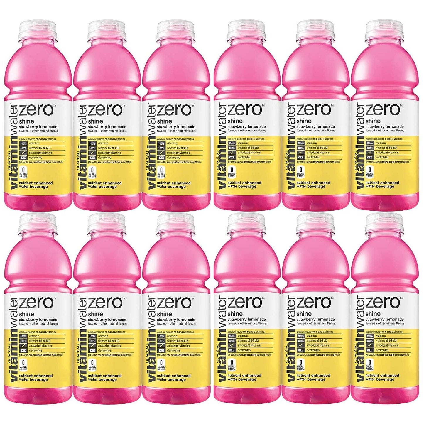 Vitamin Water Zero, Strawberry Lemonade - Shine 20oz Bottles (12-Pack)