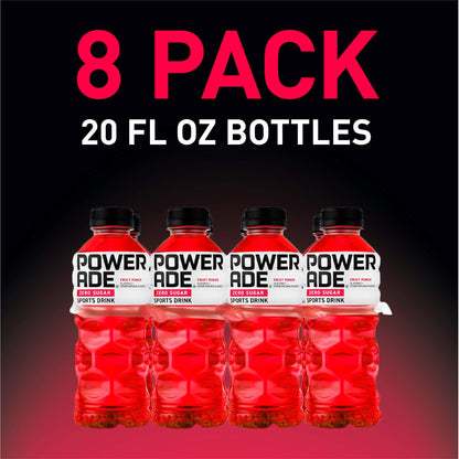 Powerade Zero Ion4 Sports Drink, Fruit Punch Flavor, 20 fl oz, 8 Bottles