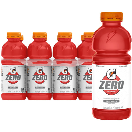 Gatorade G Zero Thirst Quencher, Fruit Punch Sports Drink, 20 Fl Oz Bottles, 8 Pack