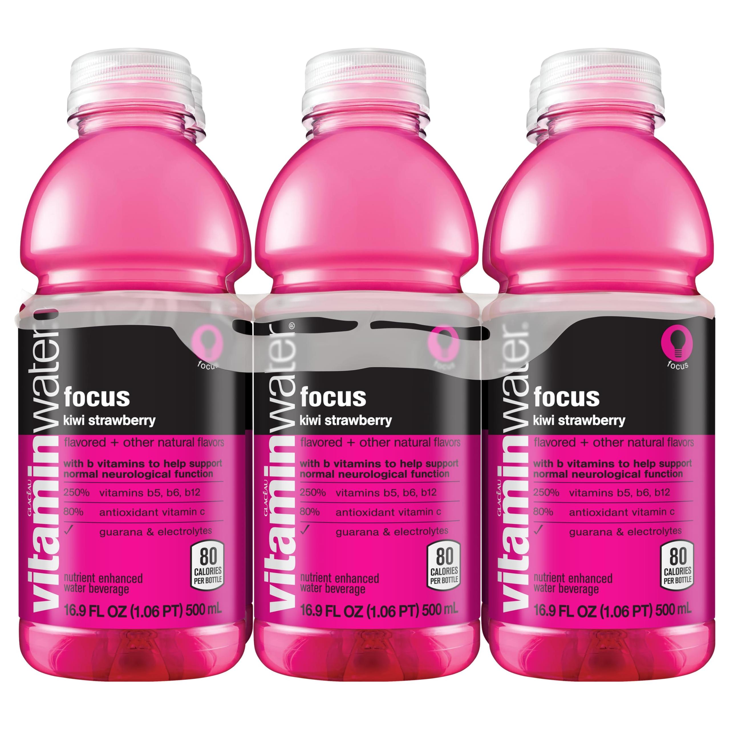 Vitaminwater Focus Kiwi Strawberry 6-Pack, 16.9oz Bottles - Vitamin Water