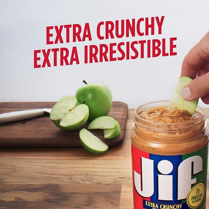 Jif Extra Crunchy Peanut Butter, 40oz, 8-Pack, High Protein - Jif