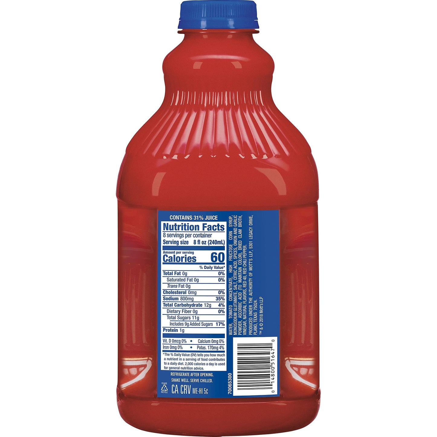 Clamato Original Tomato Cocktail Mixer, 64 fl oz, Bottle