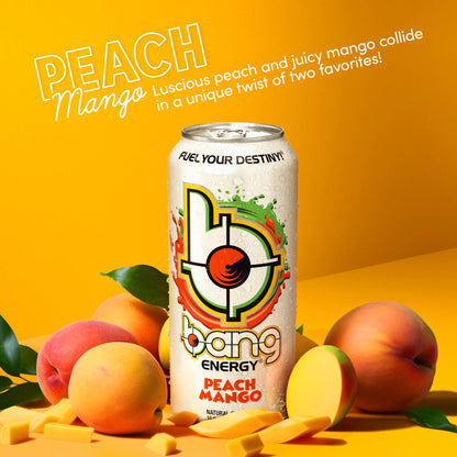 Bang Energy Sugar-Free Peach Mango Blast, 16-Ounce Cans (12-Pack)