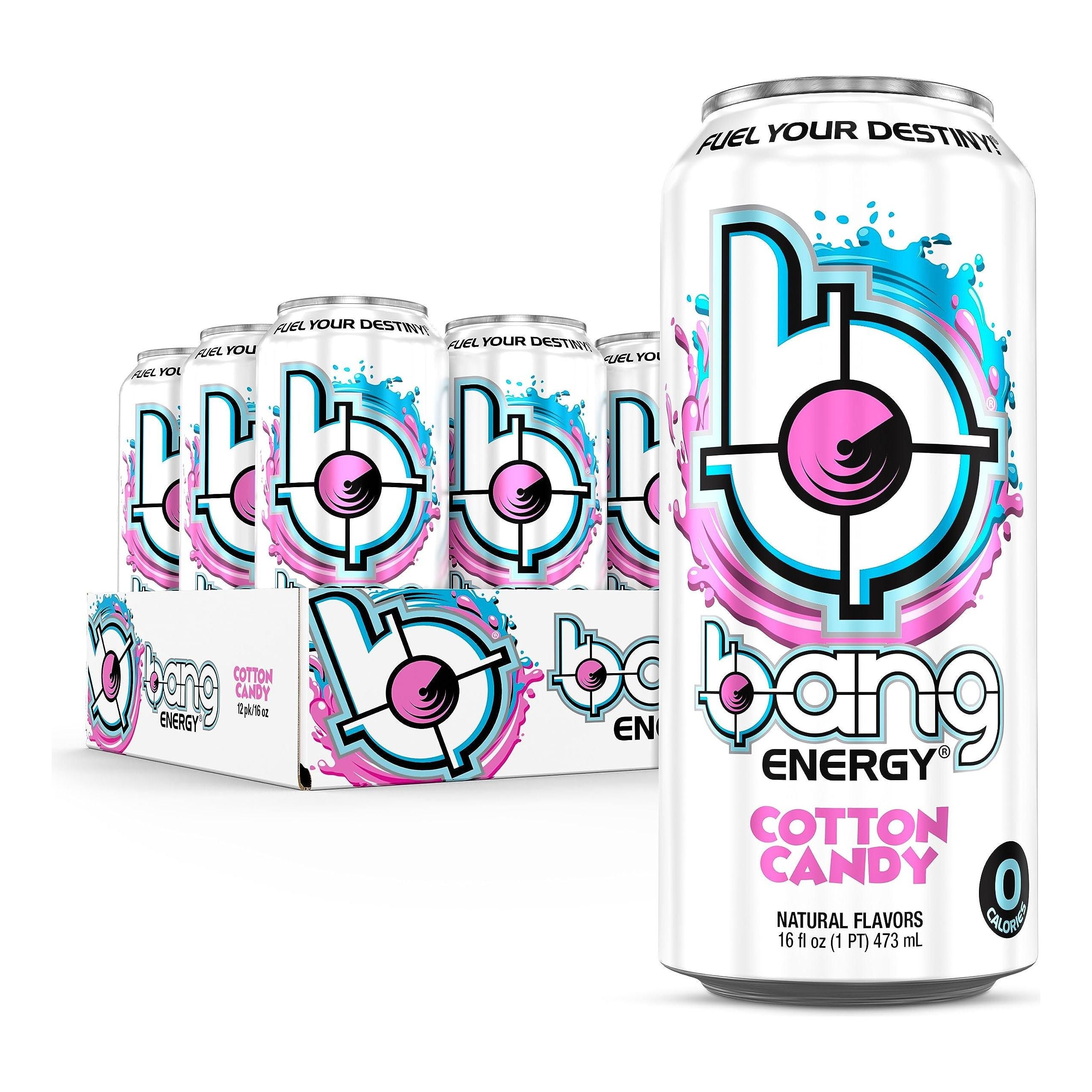 Bang Energy Cotton Candy - Sugar-Free, 16 oz Energy Drink (12-Pack) - Bang Energy