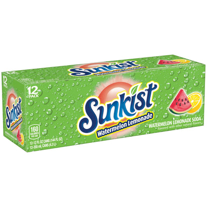 SUNKIST Watermelon Lemonade Refreshing Beverage, 12 oz - 12 Pack