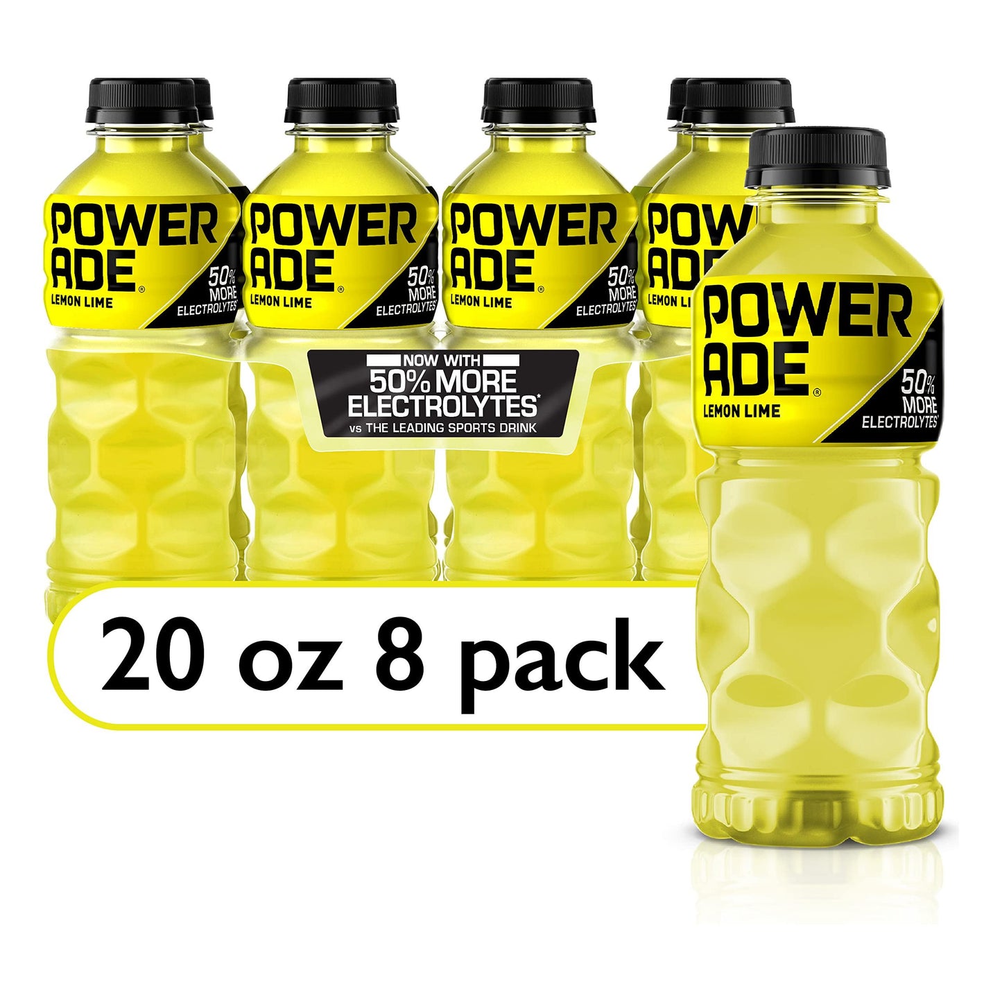 POWERADE Lemon Lime Electrolyte Sports Drink, 20 oz Bottles, 8 Count