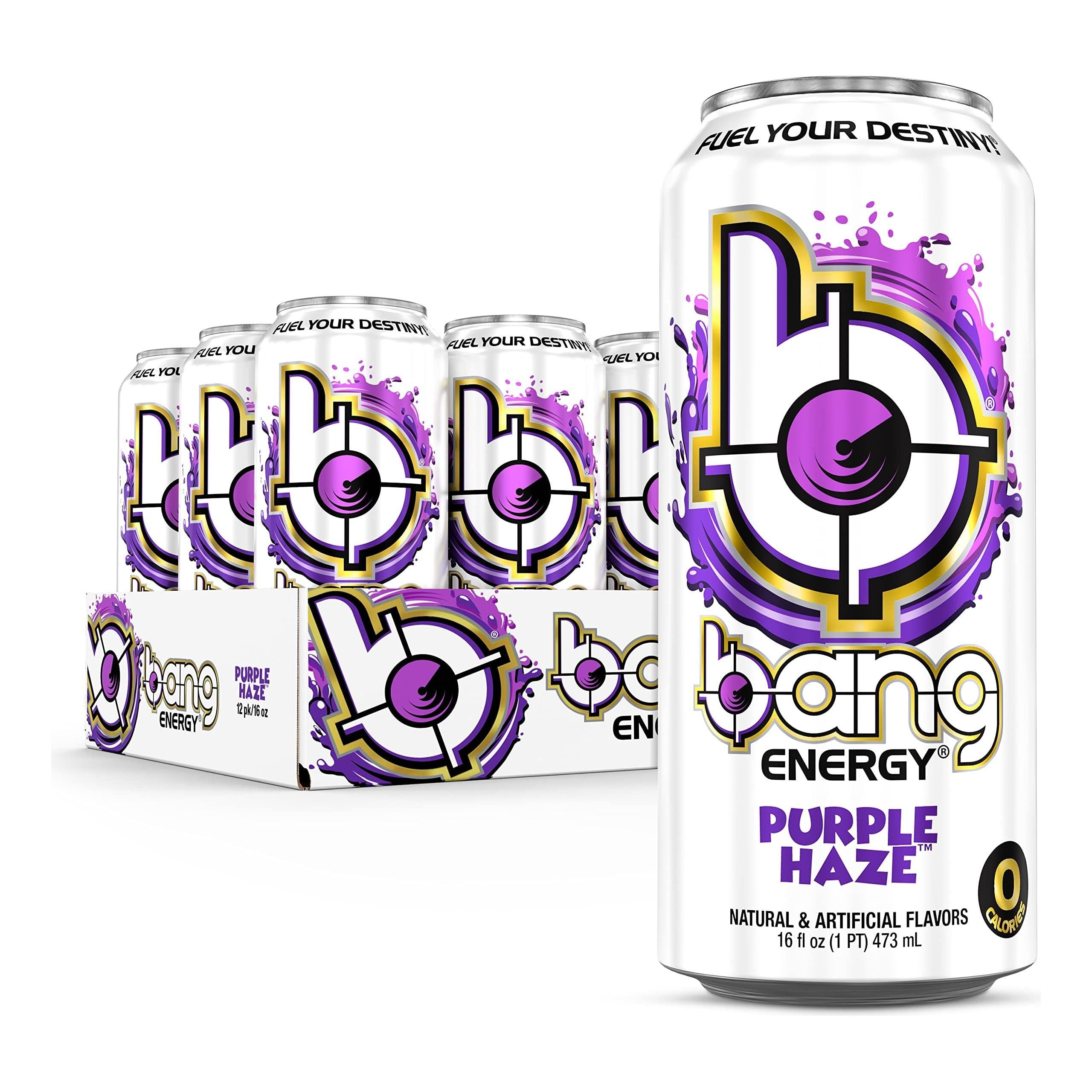 Bang Energy Purple Haze - Sugar-Free Energy Boost, 16oz (12-Pack) - Bang Energy