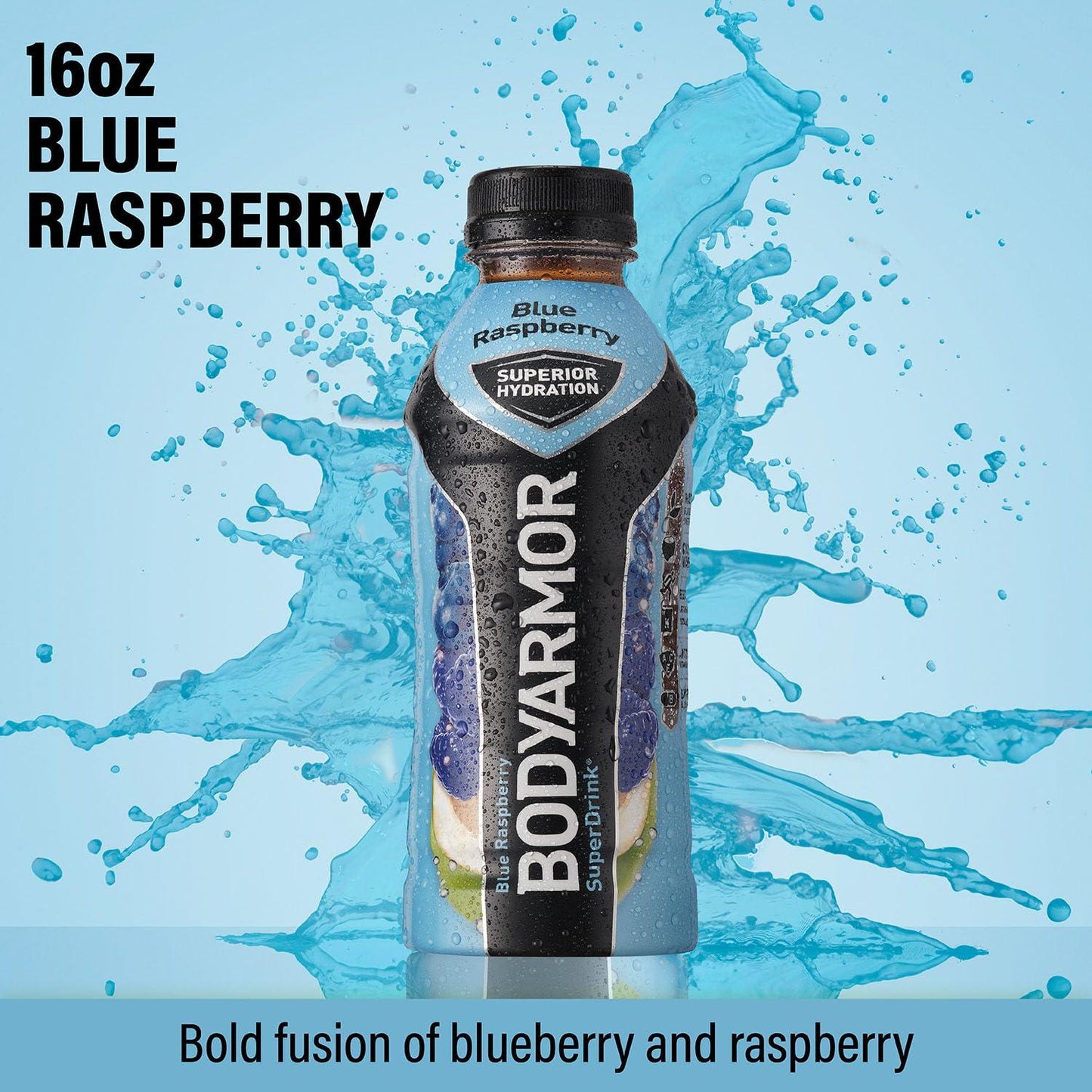 BODYARMOR Blue Raspberry Sports Drink, 16 Fl Oz (Pack of 12) - Superior Hydration with Natural Ingredients