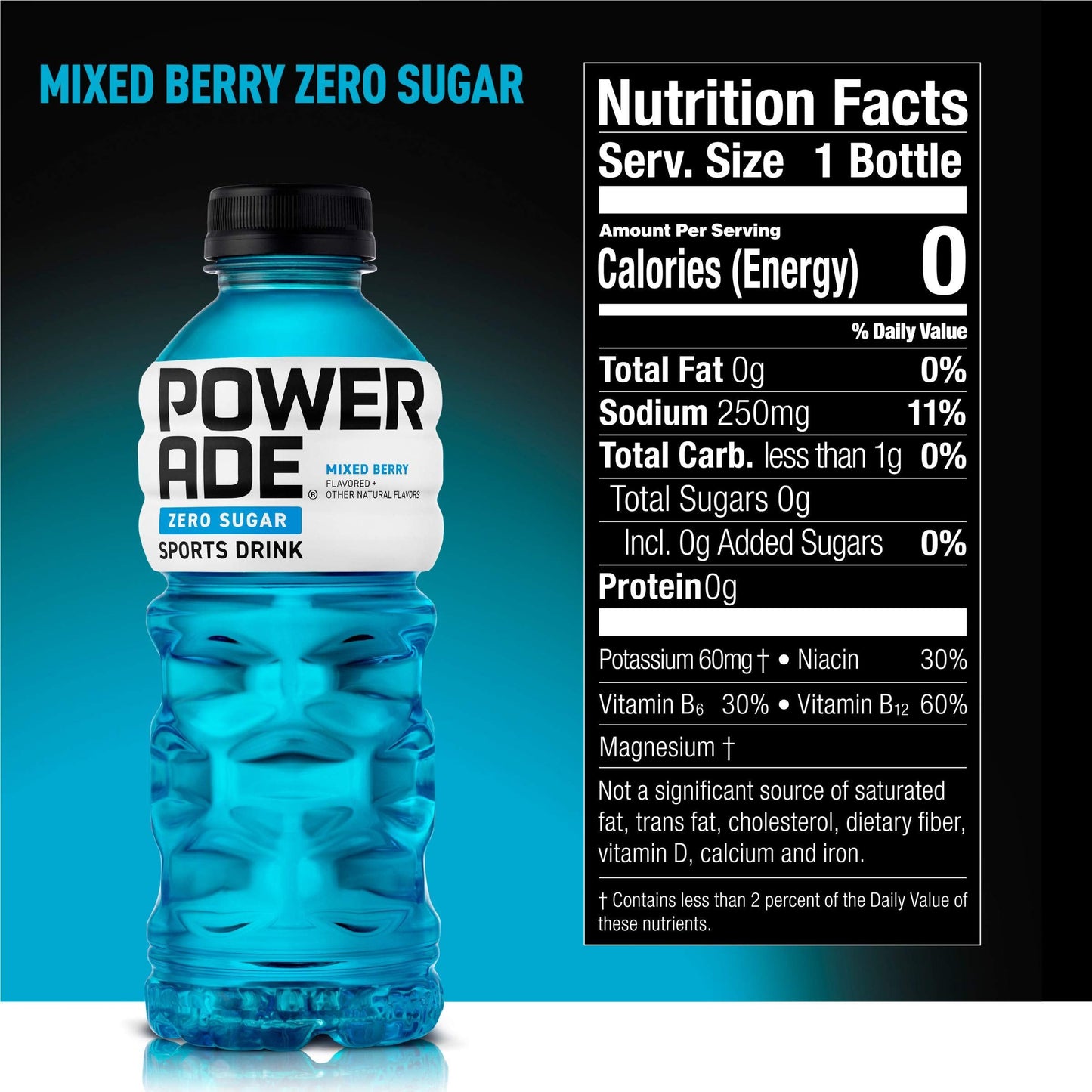 POWERADE ZERO Mixed Berry Electrolyte Drink, 20 fl oz, 24-Pack