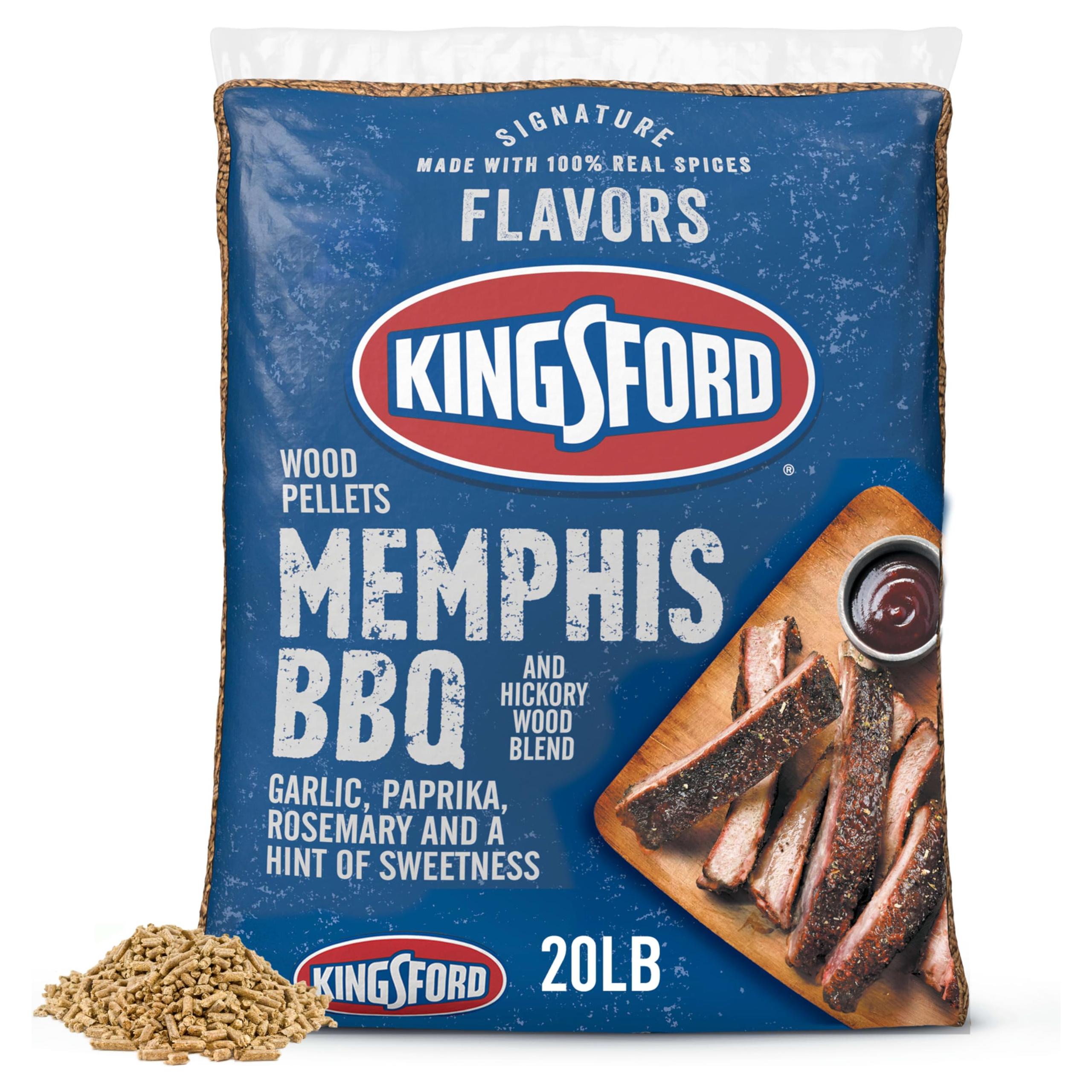 Kingsford Memphis BBQ Hickory Hardwood Pellets, 20 lb Bag, Authentic Spice Blend for Grilling - Kingsford