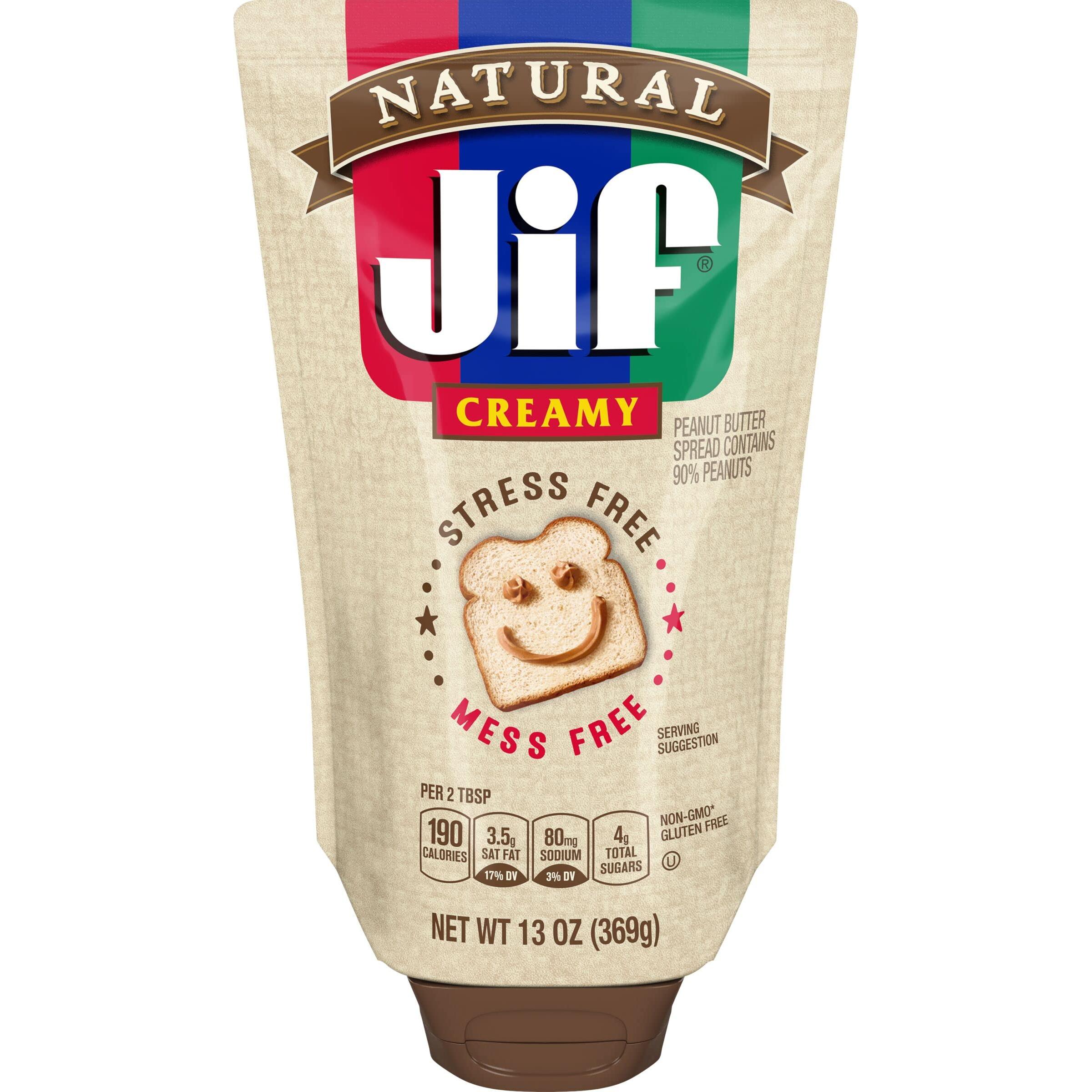 Jif Natural Creamy PB Squeeze Packs, 13 oz, 10 Count - Jif