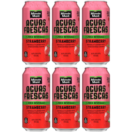 Minute Maid Aguas Frescas Strawberry, 16oz Cans, Pack of 6