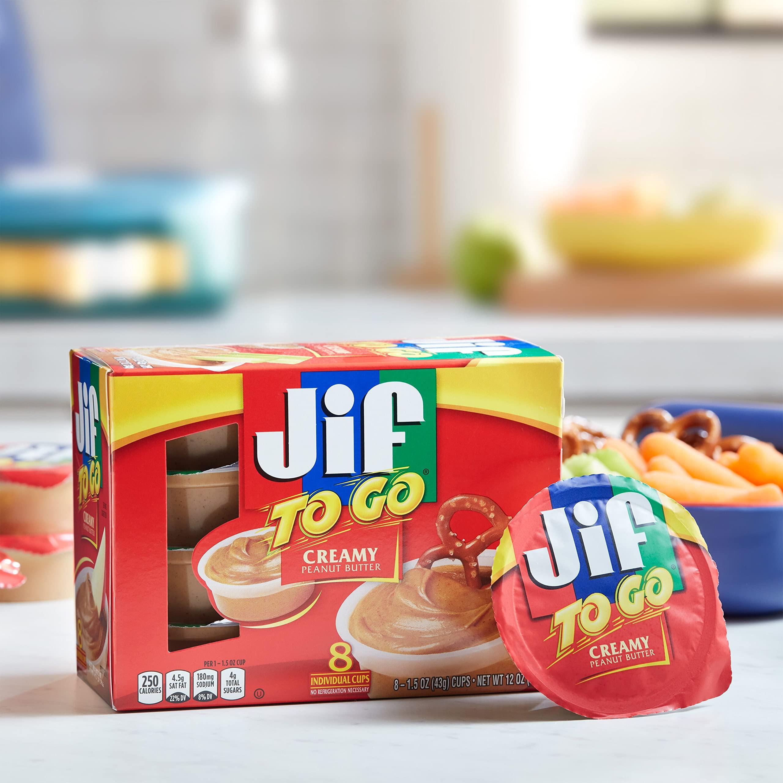 Jif Creamy Peanut Butter To Go, 8-Pack of 1.5 oz Cups - Jif