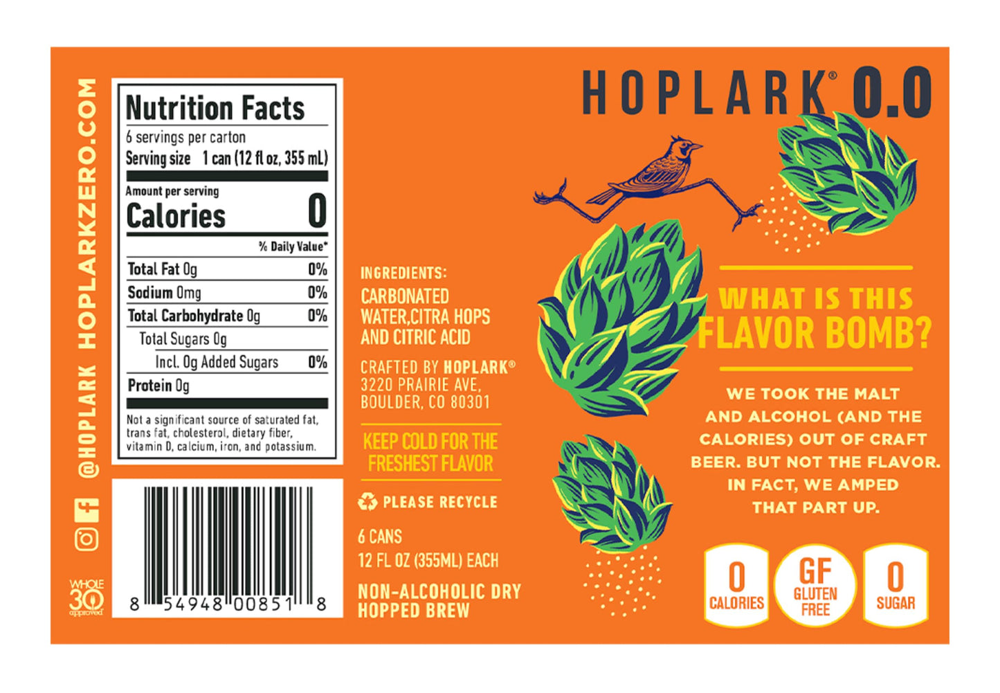 HOPLARK Non-Alcoholic Citra Beer 6-Pack, 12 oz Cans