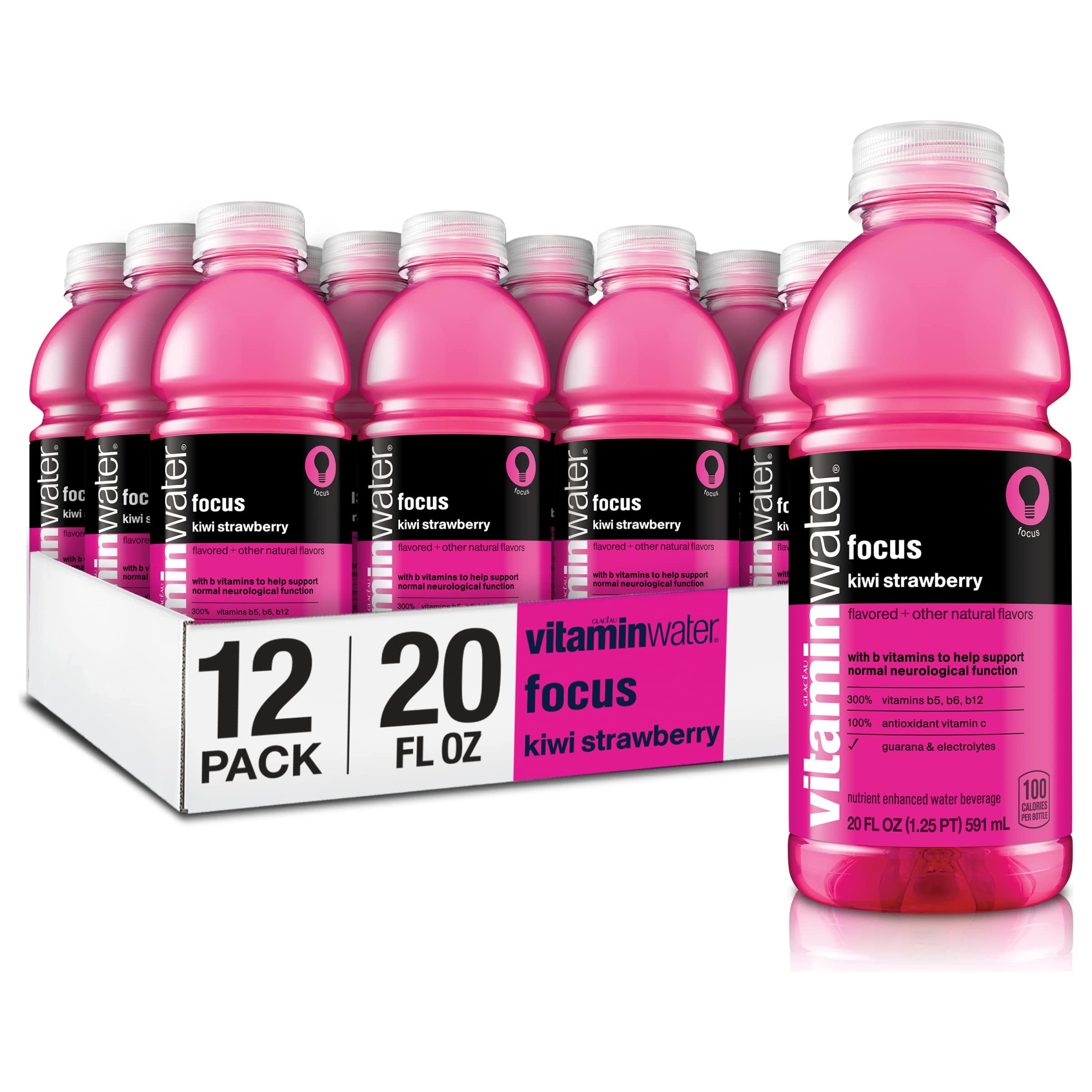 Vitaminwater Focus Kiwi-Strawberry Flavor Enhanced Electrolyte Drink, 20 fl oz, 12-Pack - Vitamin Water