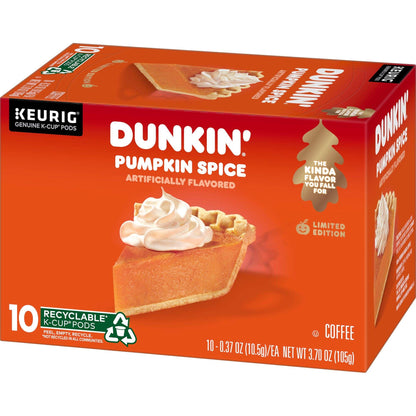 Dunkin' Pumpkin Spice Flavored Coffee, 10 Keurig K-Cup Pods