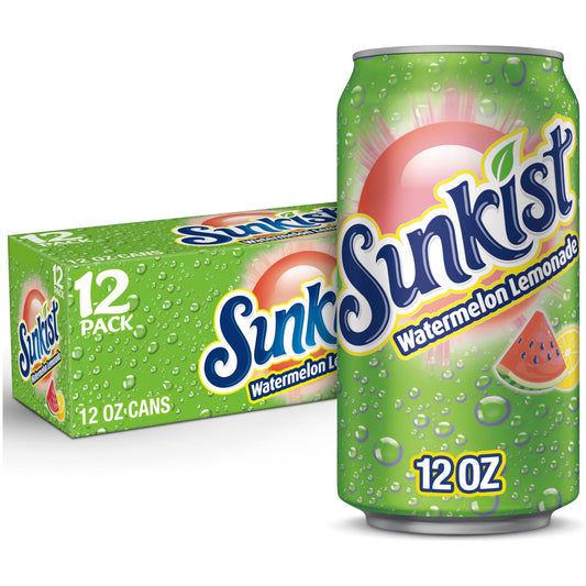 SUNKIST Watermelon Lemonade Refreshing Beverage, 12 oz - 12 Pack