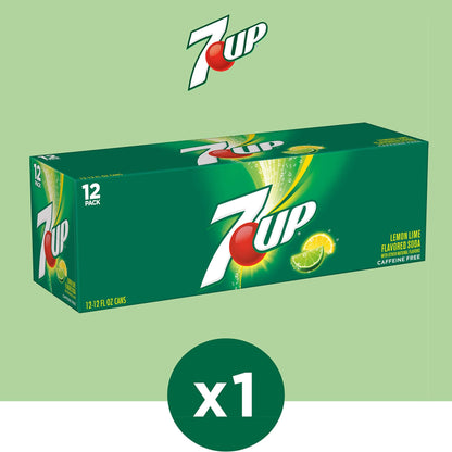 Caffeine-Free 7UP Lemon Lime Soda, 12 oz Cans - 12 Pack