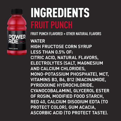 POWERADE Fruit Punch Beverage, 12 oz, 12 Count Pack