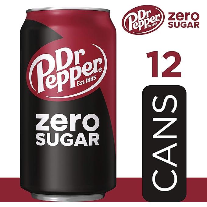 DR PEPPER Zero Calorie Soda, 12 oz Cans, 24 Count Pack