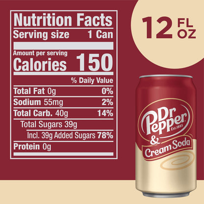 Dr Pepper Cream Soda Fusion, 12 fl oz, 12 Can Pack