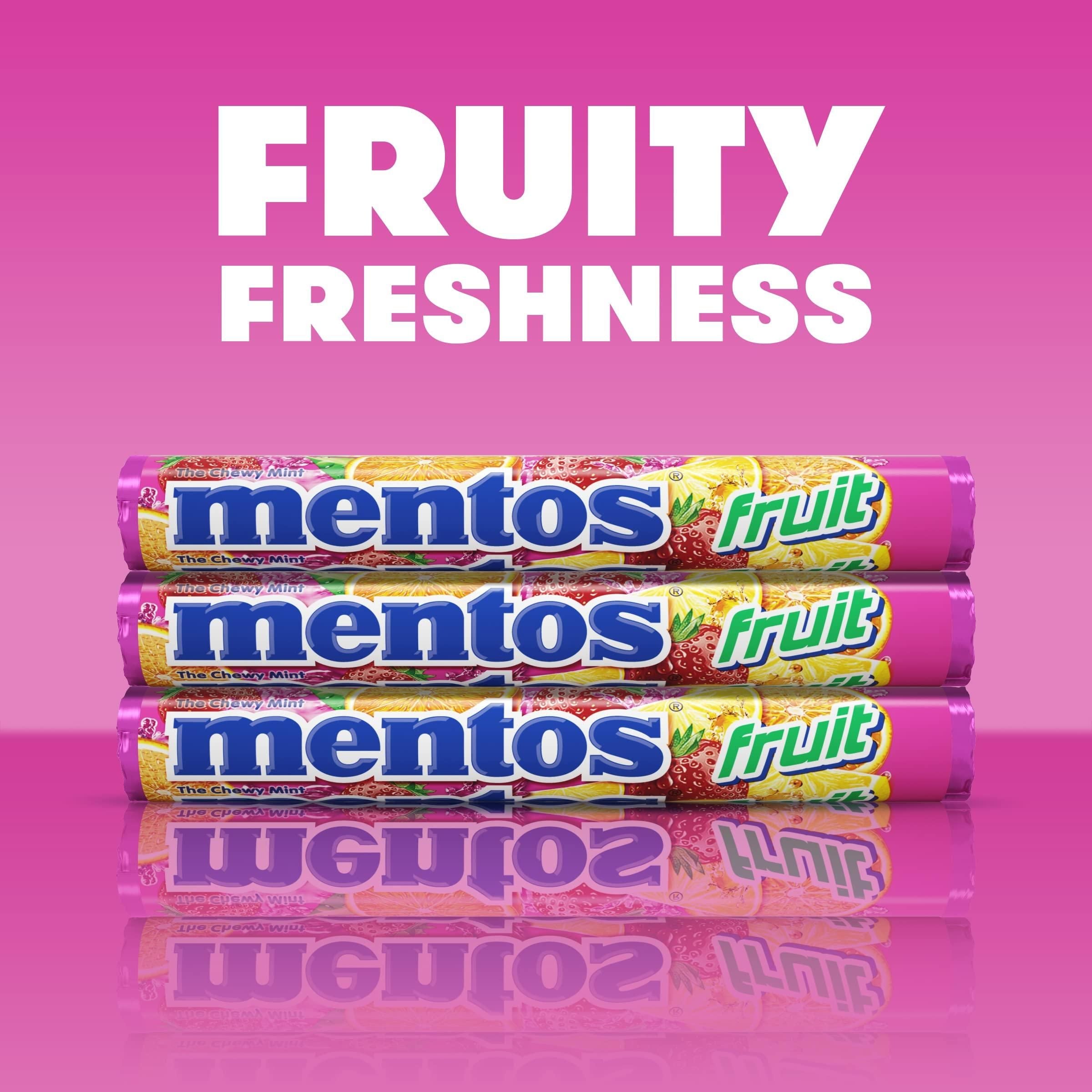 Mentos Chewy Mint Candy Roll, Fruit, Nut Free, Regular Size, 1.32 oz, 6 Count - Mentos