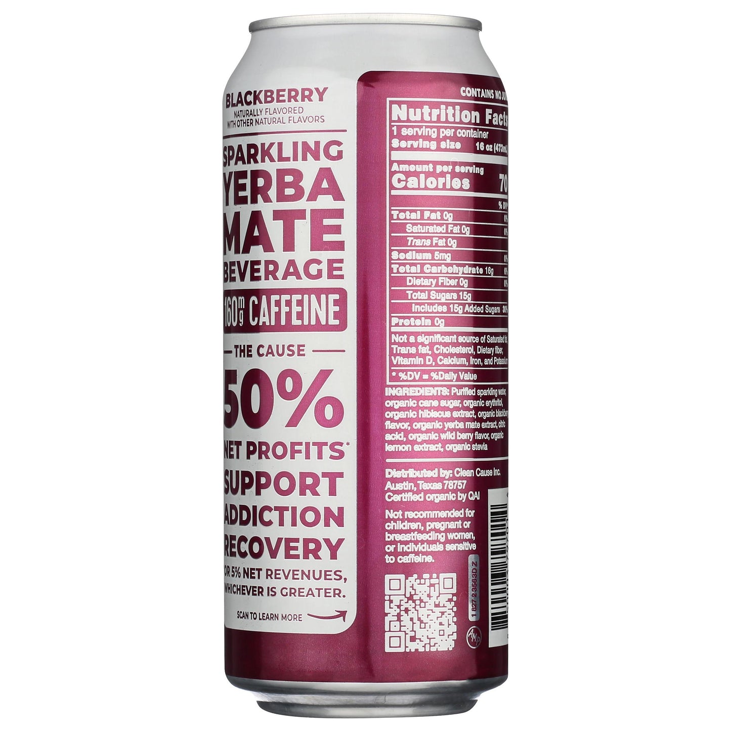 Berry Boost Sparkling Yerba Mate, Blackberry, 16 oz Can