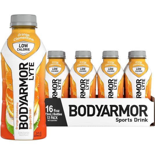 BODYARMOR LYTE Hydration Drink, Refreshing Orange Clementine, 16oz Bottles (Pack of 12)