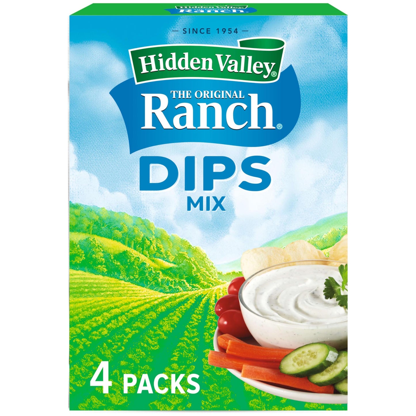 Creamy Keto-Friendly Ranch Dips Mix by Hidden Valley, Gluten-Free, 1 oz, 4 Packets