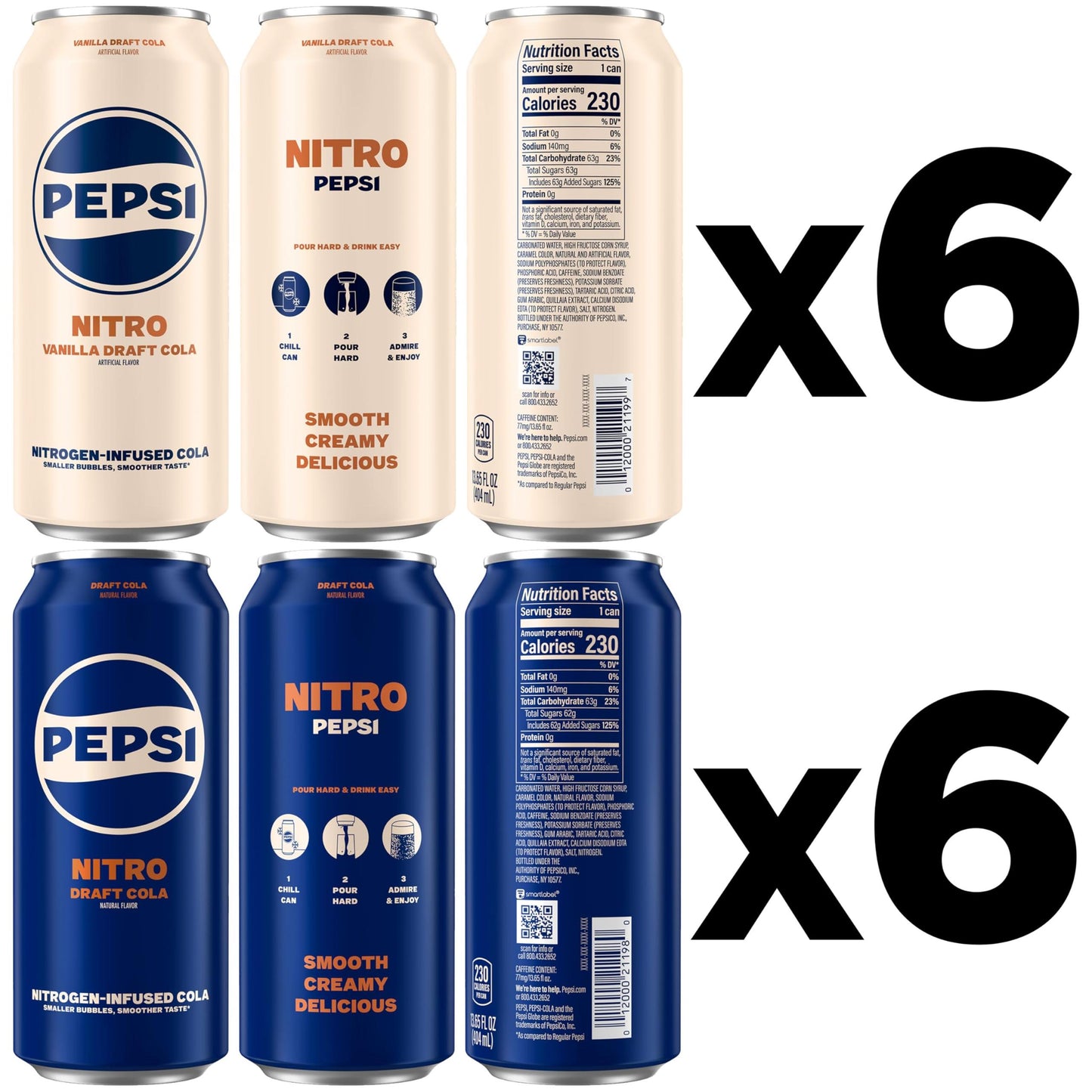 Nitro Pepsi Draft Cola Variety Pack - 12 Cans of Smooth, Creamy Refreshment