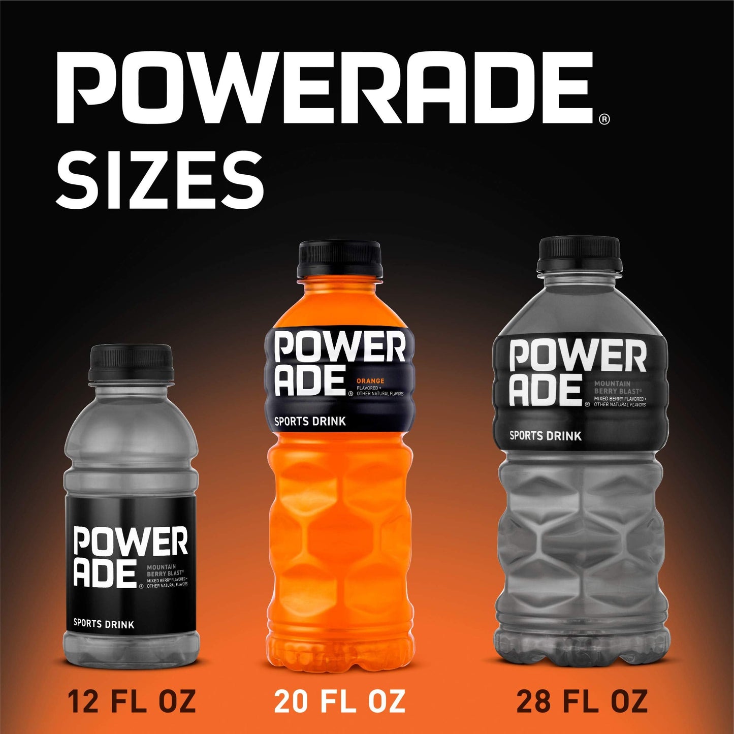 POWERADE Orange Sports Drink, 20 oz Bottles, 8 Count Pack