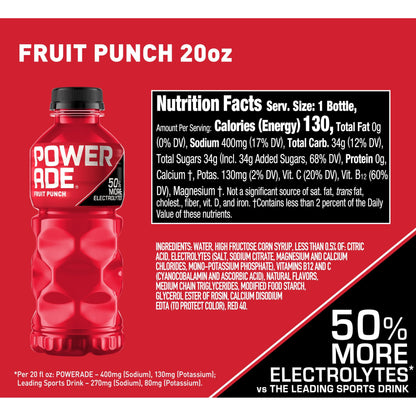 POWERADE Fruit Punch Electrolyte Sports Drink, 20 Oz (24-Pack)