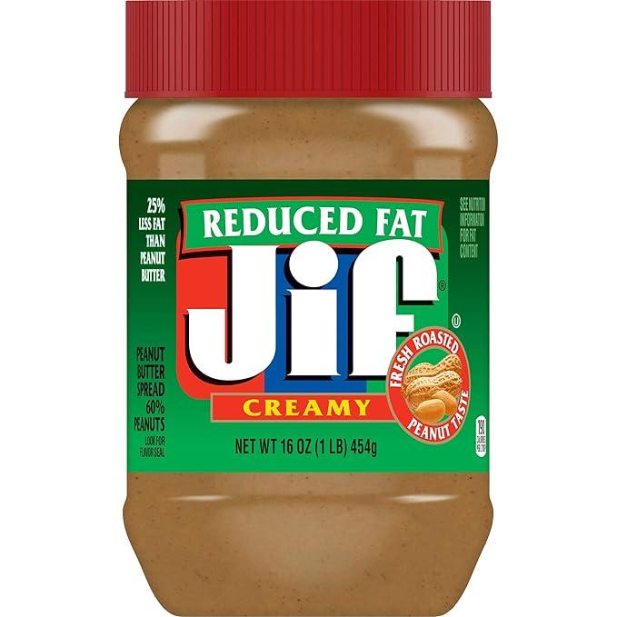 Jif Creamy Reduced Fat Peanut Butter, 16oz, Pack of 12 - Jif