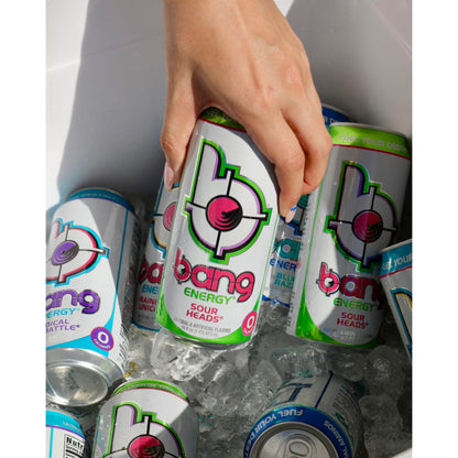 Bang Energy Sour Heads, Zero Sugar Energy Drink, 16 oz (12-Pack)