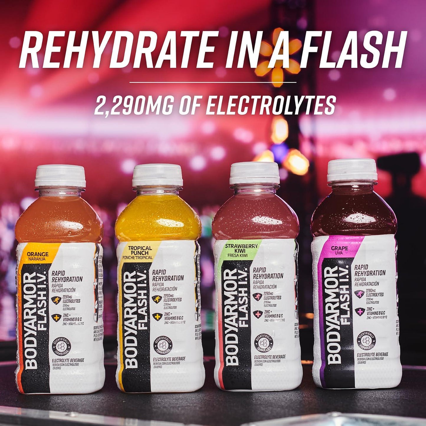 BODYARMOR Flash I.V. Grape Electrolyte Drink, 20 Fl Oz (Case of 12)