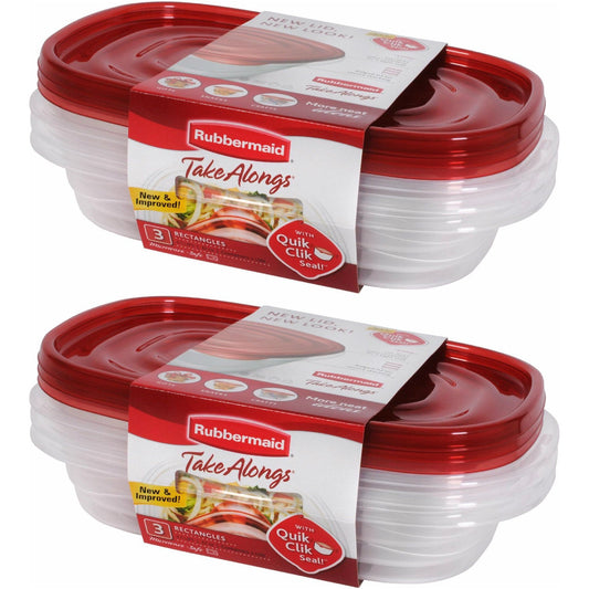 Rubbermaid Take Alongs 4-cup Rectangle Containers, 2-Pack of 3