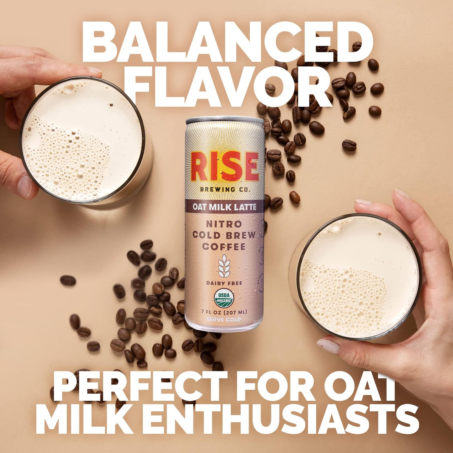 RISE Brewing Co. Oat Milk Latte Nitro Cold Brew, Dairy-Free, 7 fl oz Can