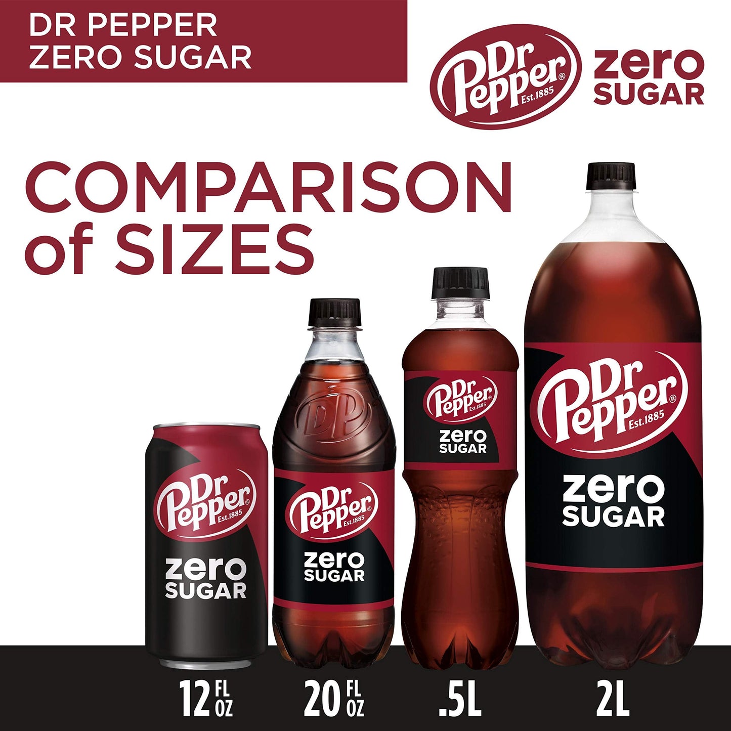 Dr Pepper Zero Sugar 12-Pack Cans - 12 fl oz Refreshing Soda