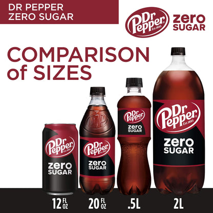 Dr Pepper Zero Sugar 12-Pack Cans - 12 fl oz Refreshing Soda