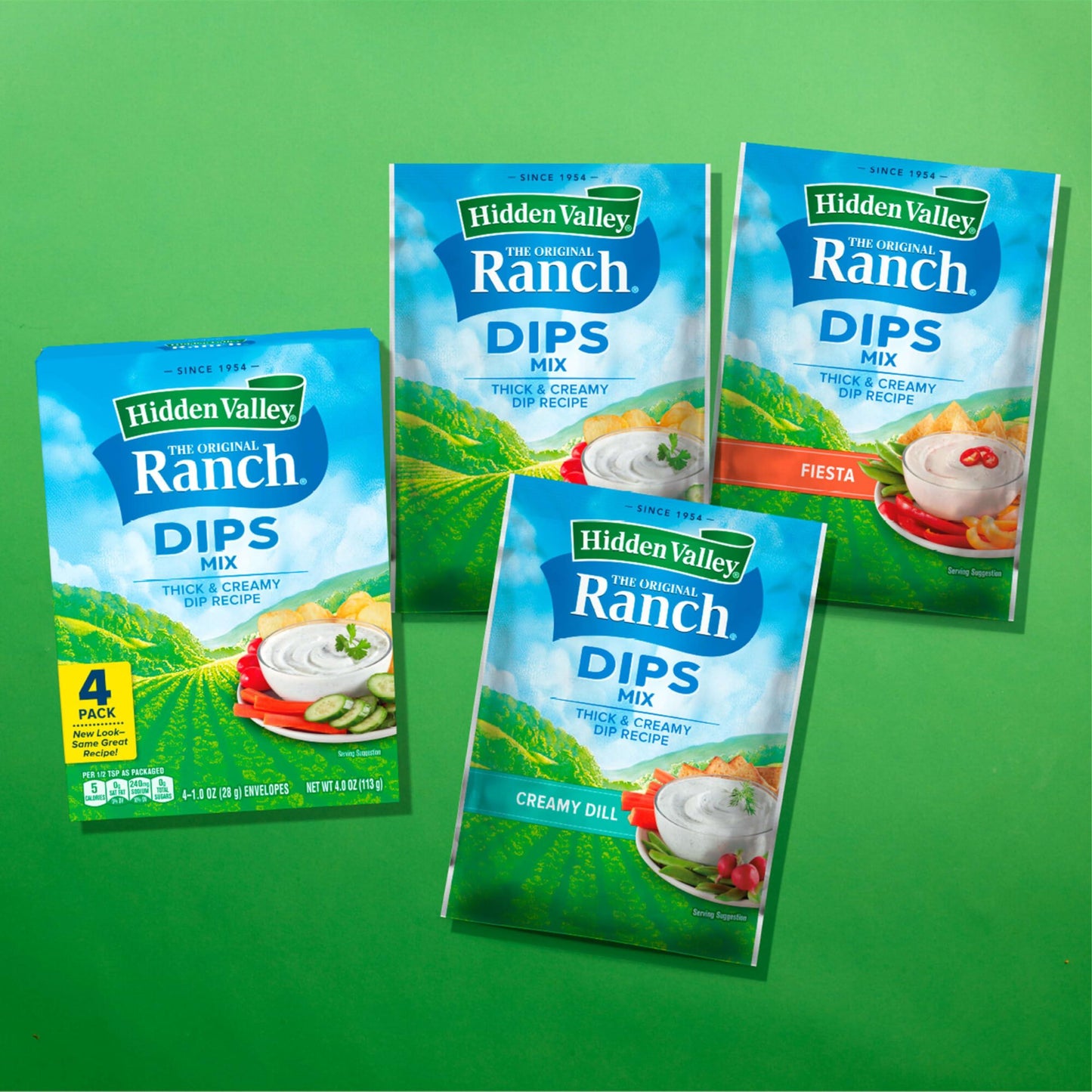 Creamy Keto-Friendly Ranch Dips Mix by Hidden Valley, Gluten-Free, 1 oz, 4 Packets