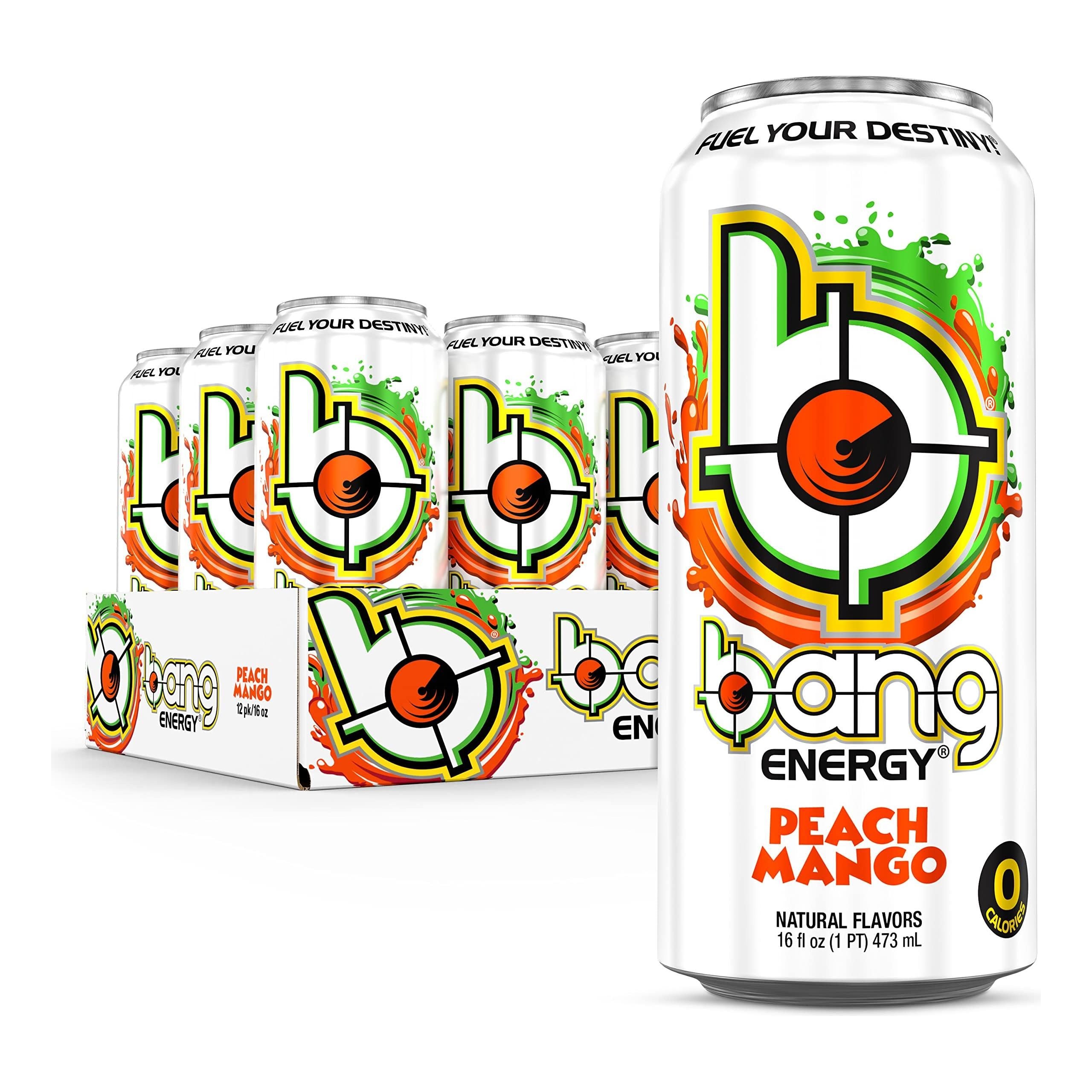 Bang Energy Sugar-Free Peach Mango Blast, 16-Ounce Cans (12-Pack) - Bang Energy