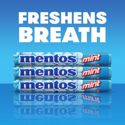 Mentos Chewy Mint Candy Roll, Peppermint, Peanut Free, Regular Size, 1.32 oz, 6 Count