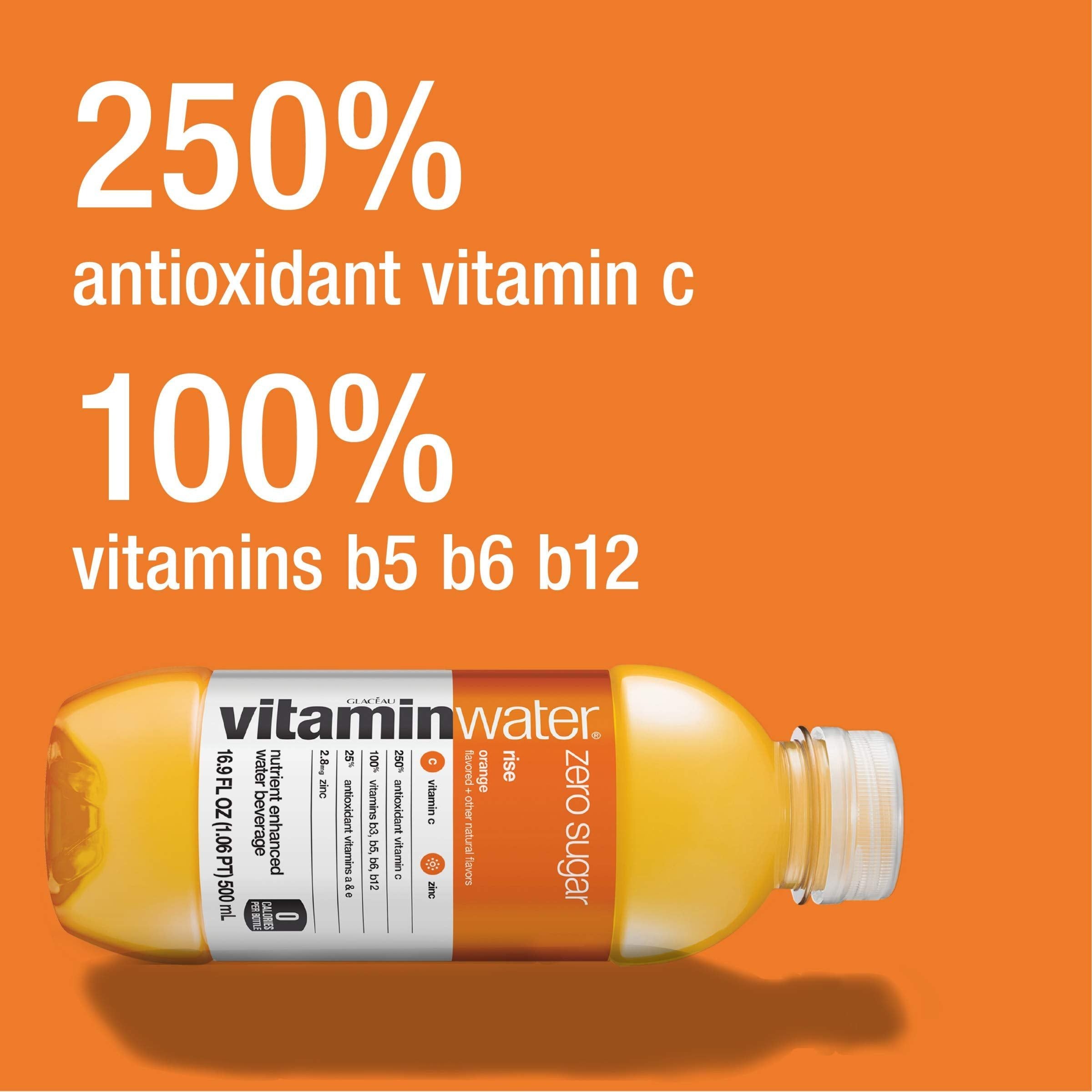 Vitaminwater Zero Rise Orange Flavored Hydration, 16.9 Fl Oz (Pack of 6) - Vitamin Water