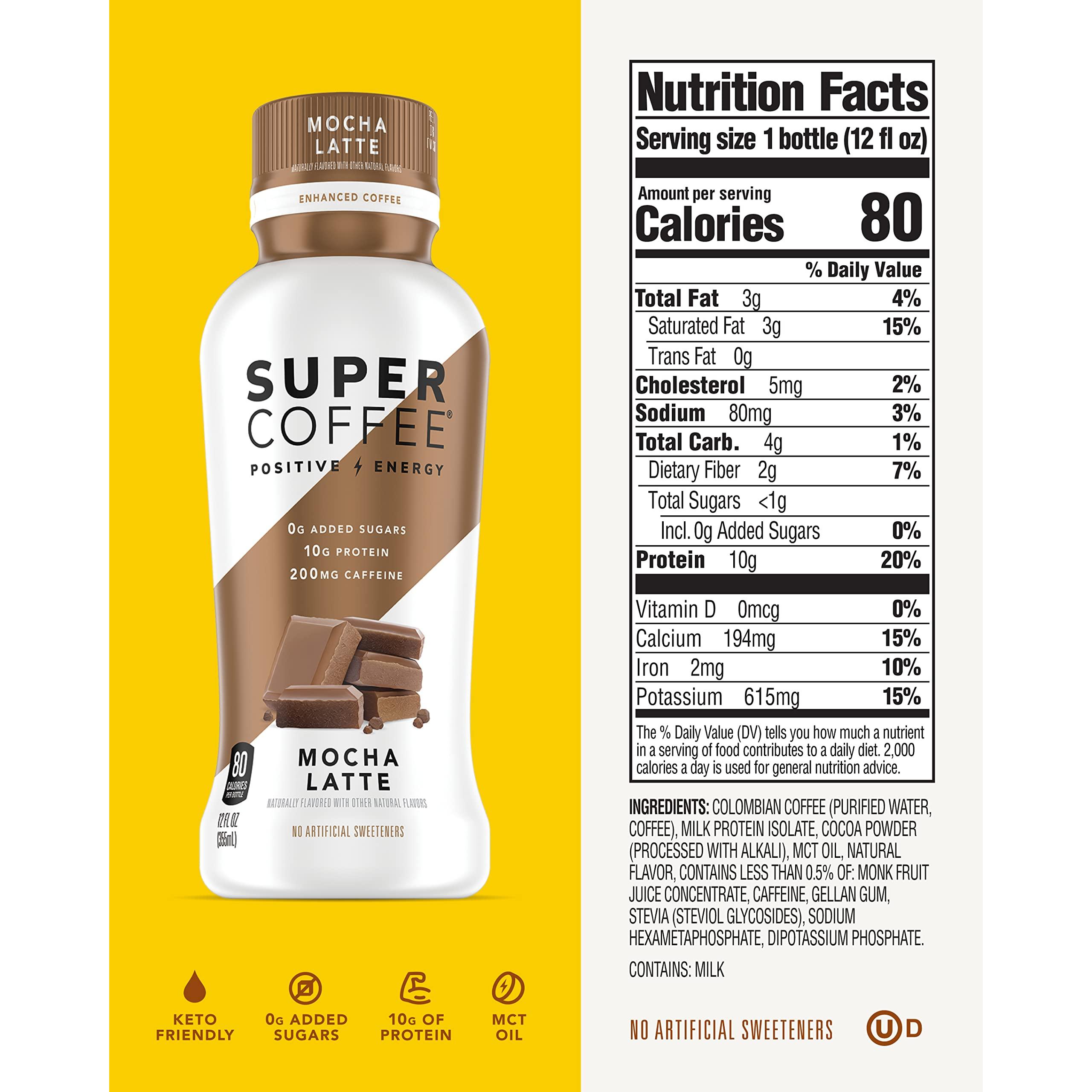 Super Coffee Mocha Latte Iced Coffee Bottle, 12 fl oz - Kitu