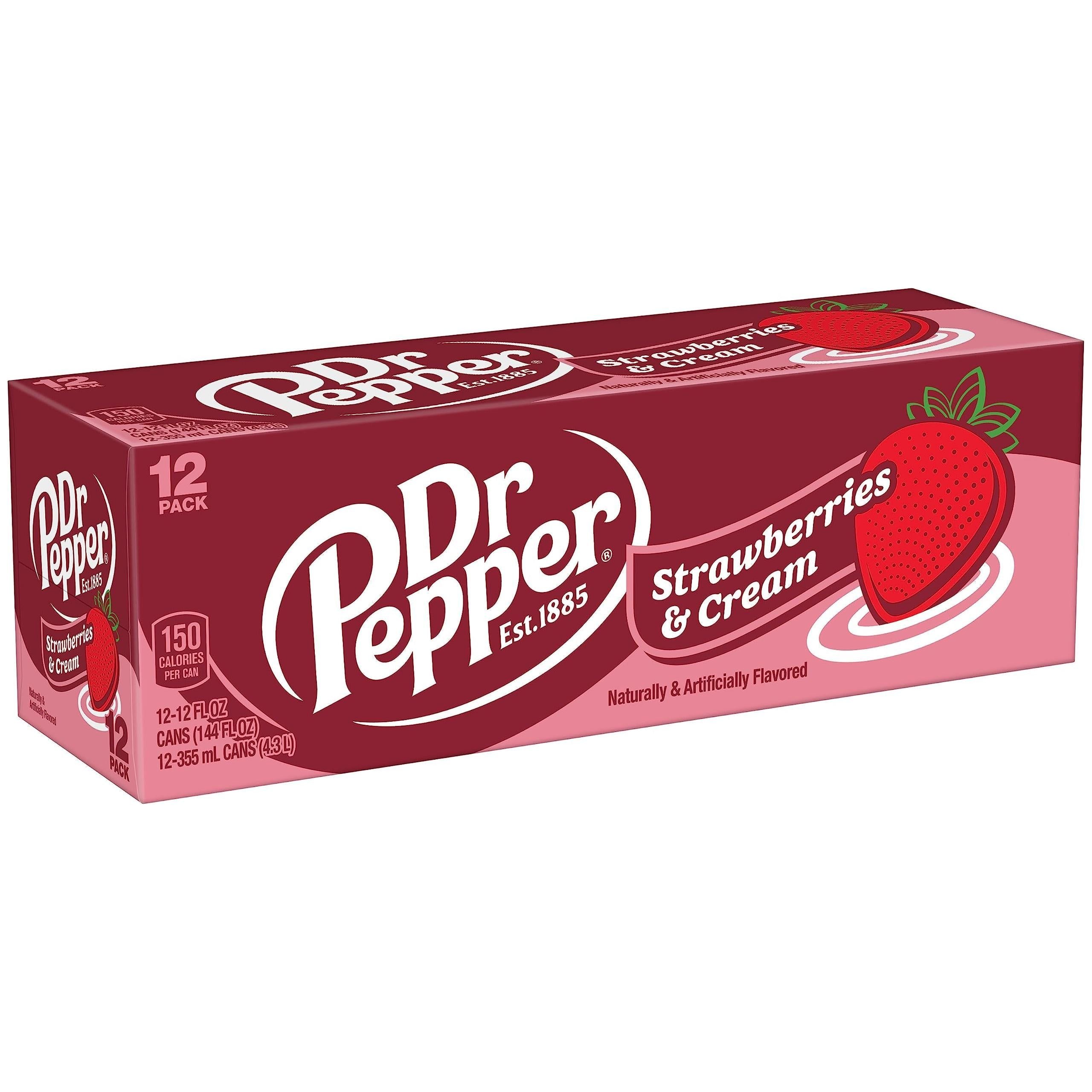 Dr Pepper Strawberry Cream Soda, 12 fl oz, 12 Pack Cans - Dr. Pepper