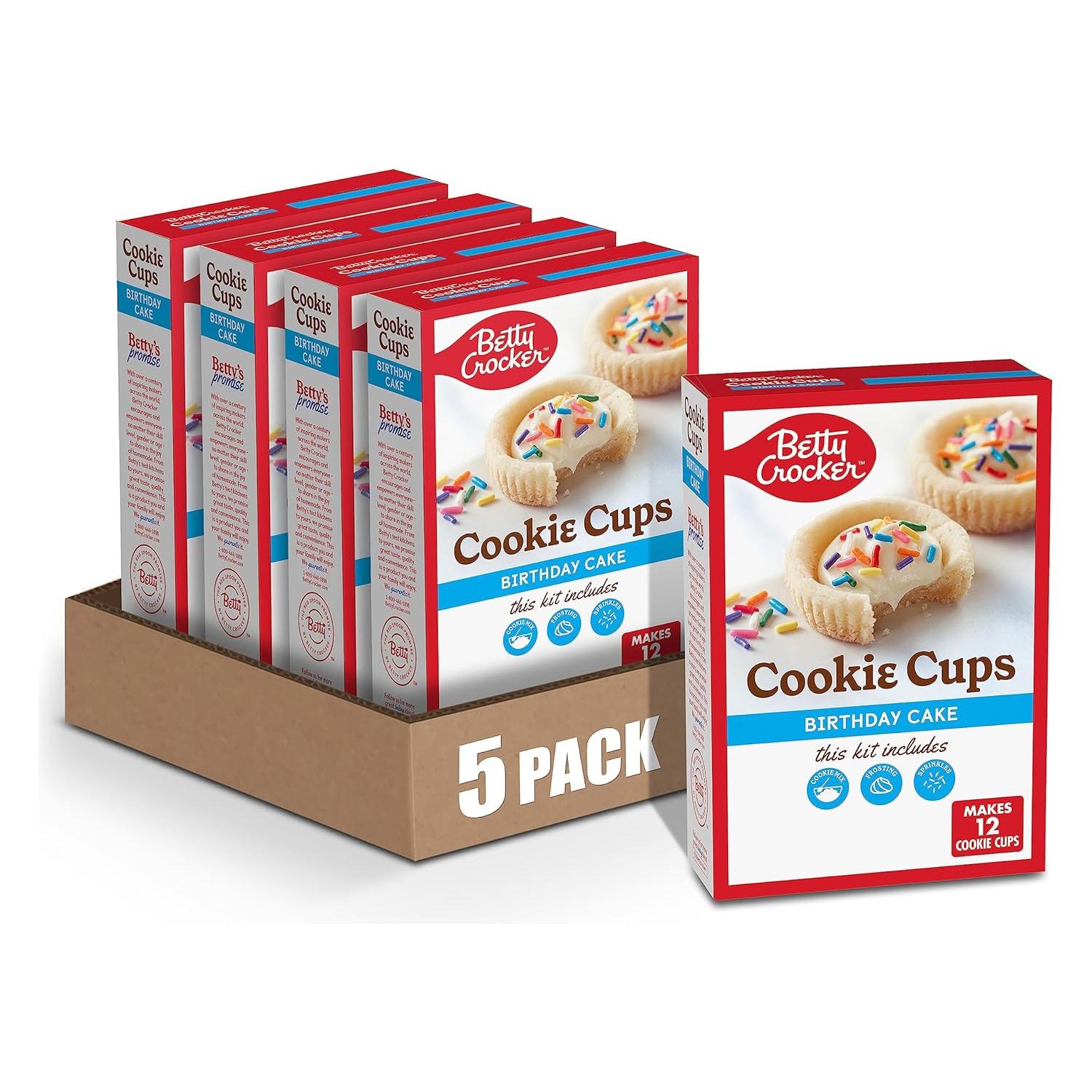 Betty Crocker Birthday Cake Cookie Cups - 14.1 oz 5-Pack of Festive Ready-to-Bake Treats - Betty Crocker