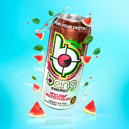 Bang Energy Wyldin’ Watermelon Sweet Tea - Sugar-Free 16oz Energy Drink (12-Pack)