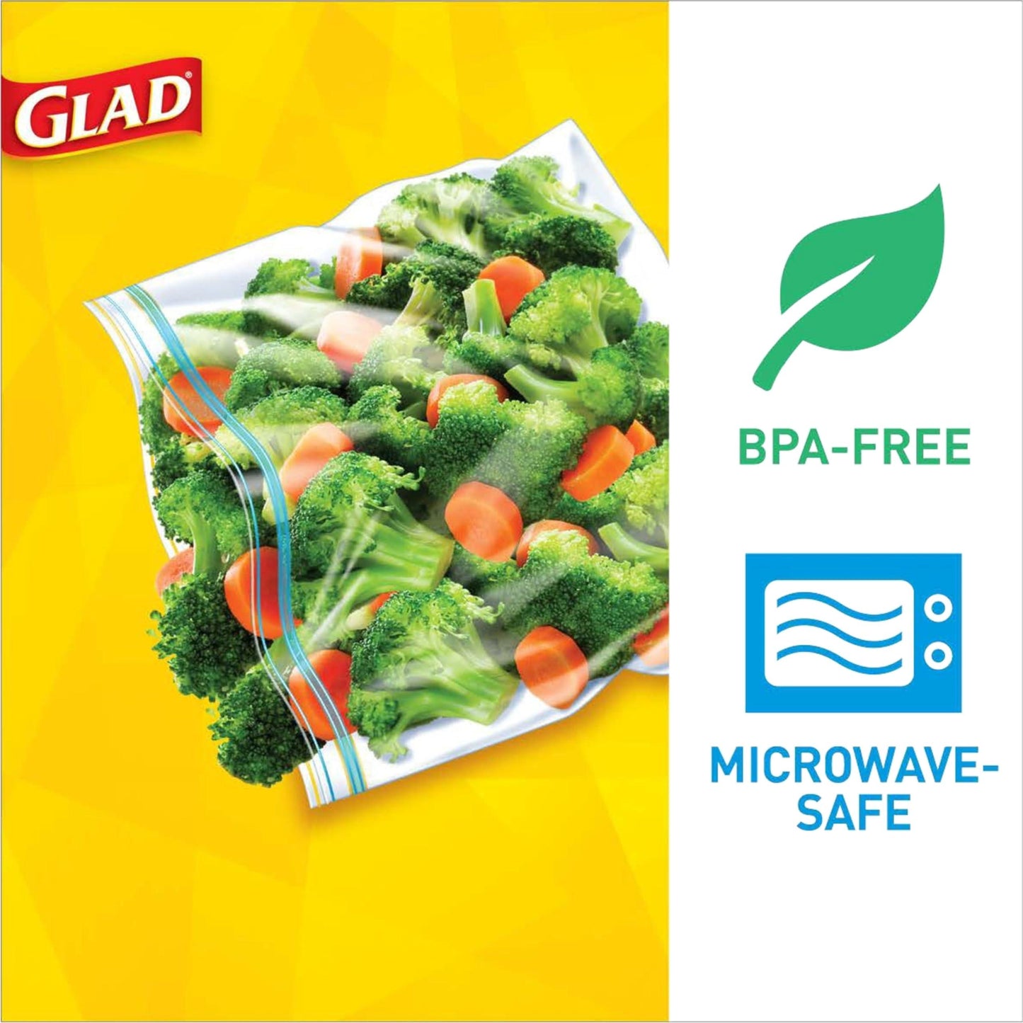 Glad Zipper Food Storage Plastic Bags - Sandwich - 100 Count, Pack of 6