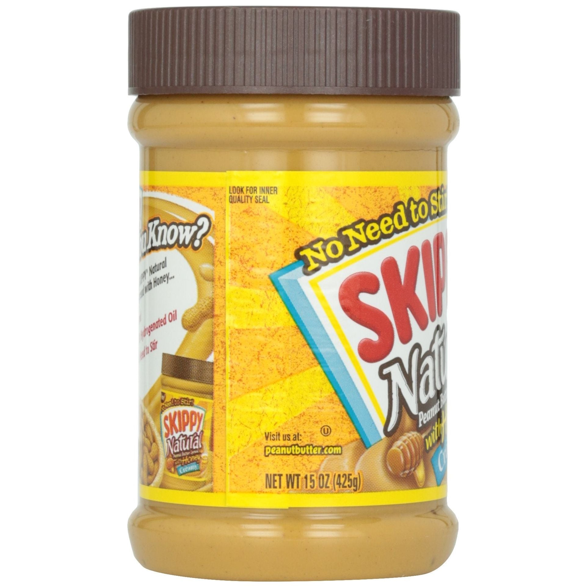 Skippy Natural Honey Peanut Butter, Creamy, 15 oz Jar - Skippy